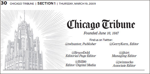 chicago tribune masthead. Chicago Tribune#39;s Masthead